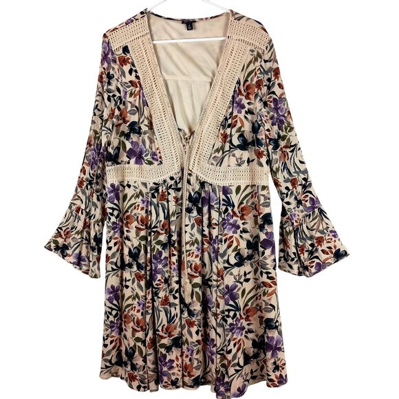 Torrid Plus Size Mini Gauze Lace-Up Skater Dress Size 2X Boho Romantic Chic - Picture 1 of 14